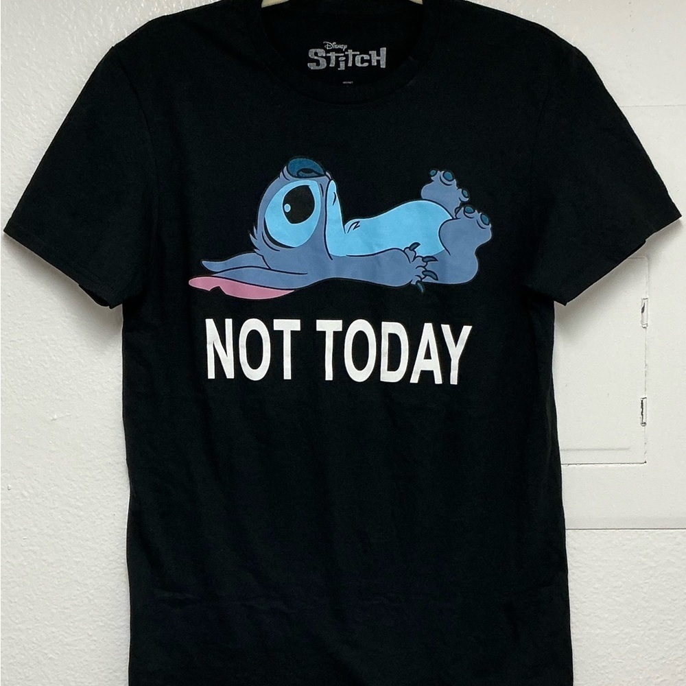 Disney Black and Blue Short Sleeve Tee with Relaxed Stitch Design